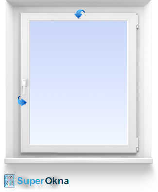 Одностворчатое окно с поворотно-откидной створкой, ручка слева